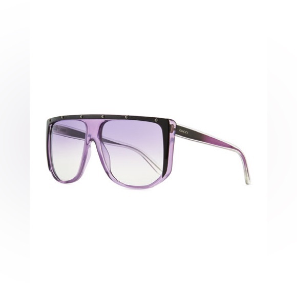 Gucci Accessories - GUCCI Studded Flat Top Oversized Shield Sunglasses Purple Gradient Acetate